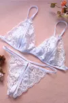 Beyaz Dantelli Fantazi Sütyen ve G-String Takımı TM2090