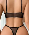 Siyah Transparan Tül Bralet Tanga İç Giyim Takımı TM1383