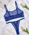 Mavi Transparan Tül Bralet Tanga İç Giyim Takımı TM1389