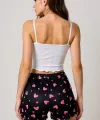 Kalp Desenli Askılı Şortlu Pijama Takımı