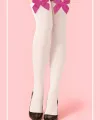 Fuşya Fiyonklu Beyaz Jartiyer Çorabı TM1379