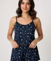 Yıldız Desenli Lacivert Şortlu Pijama Takımı