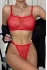 Kırmızı Transparan Tül Bralet Tanga İç Giyim Takımı TM1386