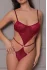 Transparan Bordo Dekolteli Balenli Fantazi İç Giyim Body TM1410
