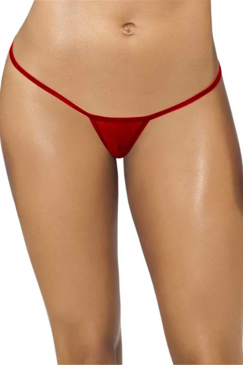 Kırmızı Transparan Tül String Tanga TM1115