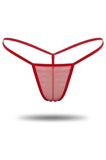 Kırmızı Transparan Tül String Tanga TM1115