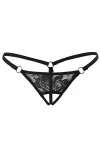 Siyah Dantelli Özel Bölgesi Açık G-String TM1167