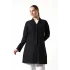 Doktor Öğretmen Kadın Önlük Ara Boy Ceket Yaka - Siyah