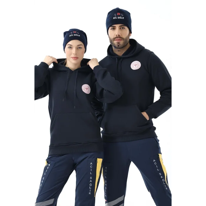 112 Acil Sağlık Unisex Kapüşonlu Sweatshirt - Lacivert