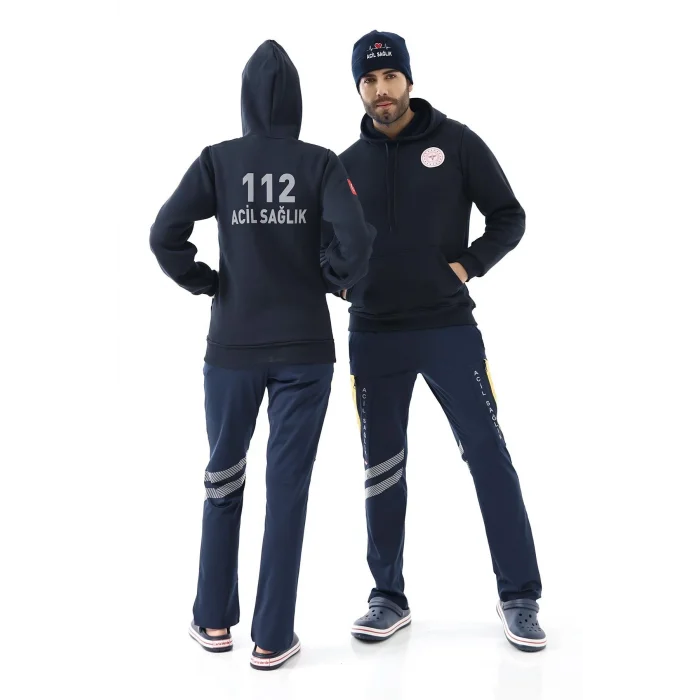 112 Acil Sağlık Unisex Kapüşonlu Sweatshirt - Lacivert