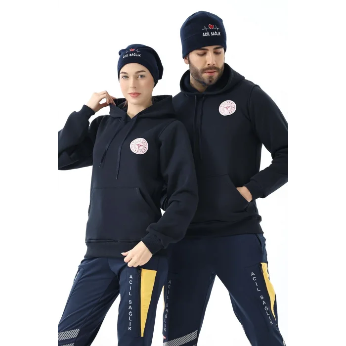 112 Acil Sağlık Unisex Kapüşonlu Sweatshirt - Lacivert