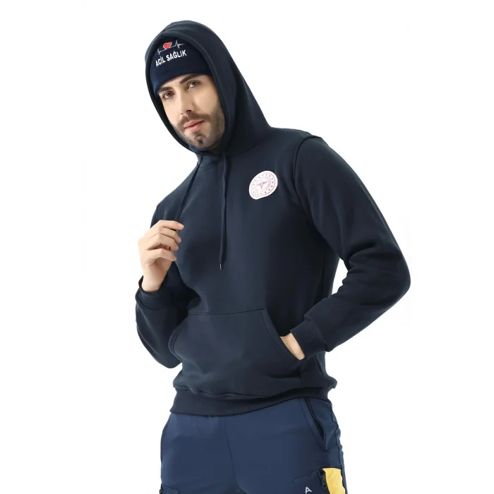 112 Acil Sağlık Unisex Kapüşonlu Sweatshirt - Lacivert