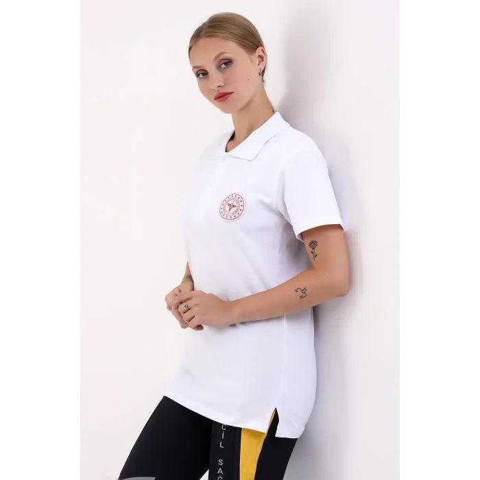 112 Acil Sağlık Yakalı Tshirt Kısa Kol Baskılı - Beyaz