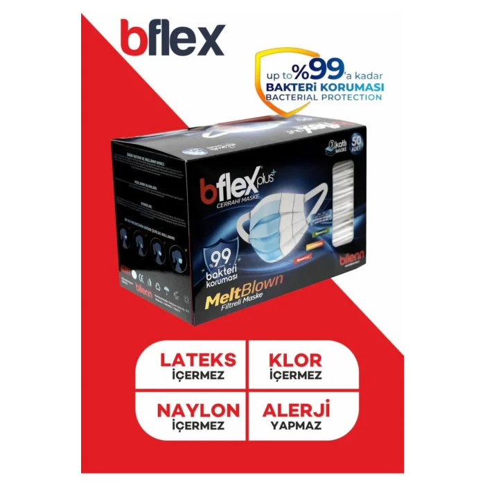 Geniş Lastikli Cerrahi Maske 50 Li - Mavi