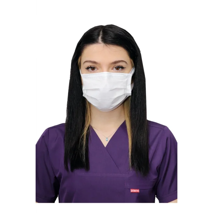 Geniş Lastikli Cerrahi Maske 50 Li - Beyaz