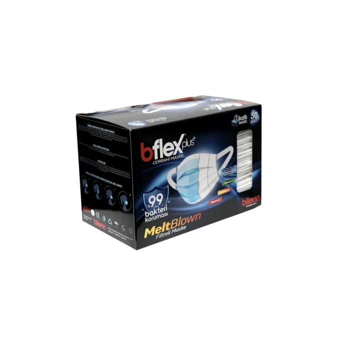 Geniş Lastikli Cerrahi Maske 50 Li - Beyaz