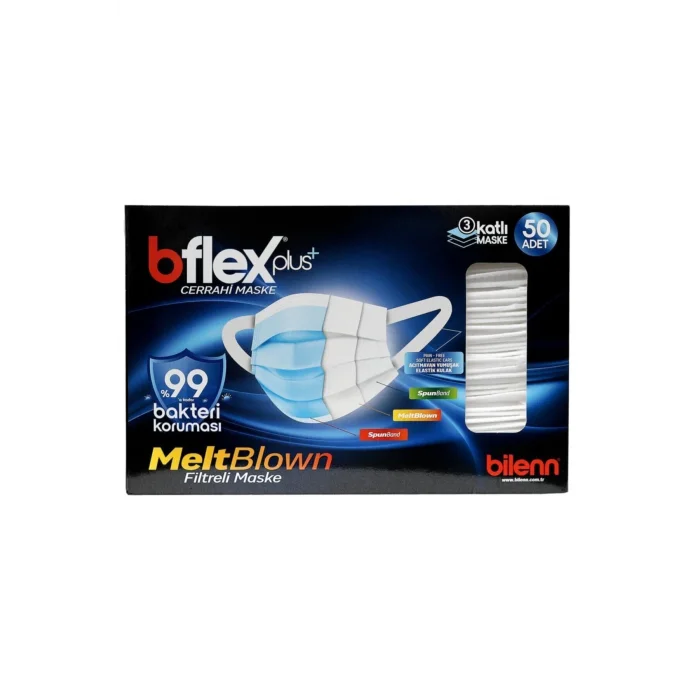 Geniş Lastikli Cerrahi Maske 50 Li - Beyaz