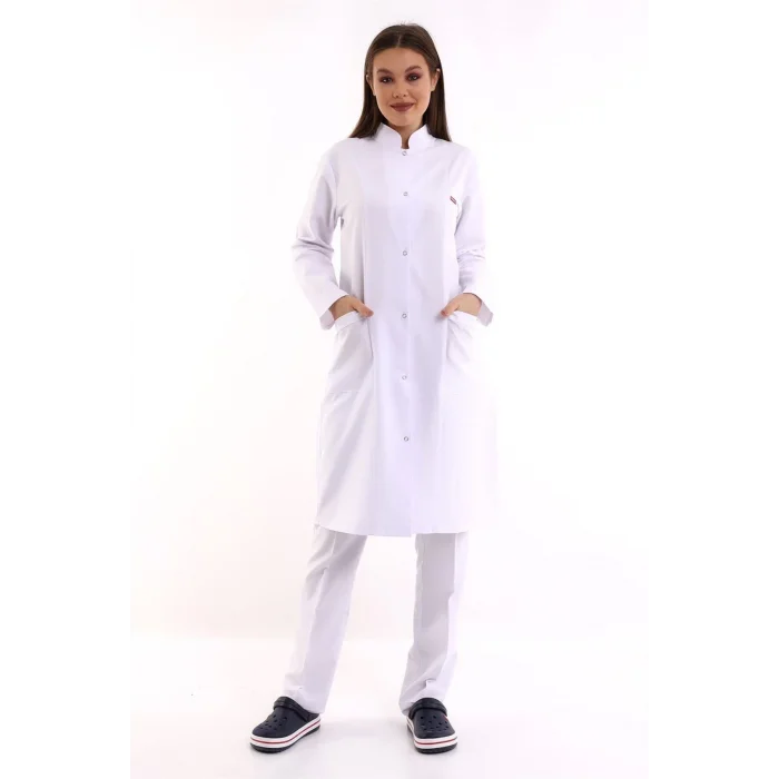 Doktor Öğretmen Kadın Önlük Uzun Boy Hakim Yaka - 171 Beyaz