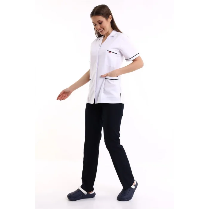 Kadın Ceket Yaka Fermuarlı Tek Üst - 171 Beyaz