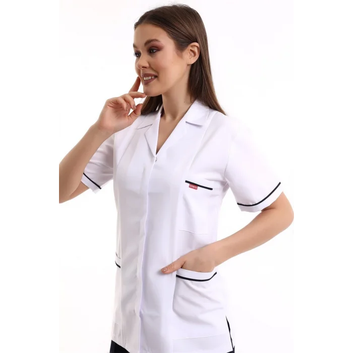 Kadın Ceket Yaka Fermuarlı Tek Üst - 171 Beyaz