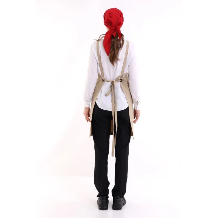 Barista Askılı Önlük Tek Cepli - Bej