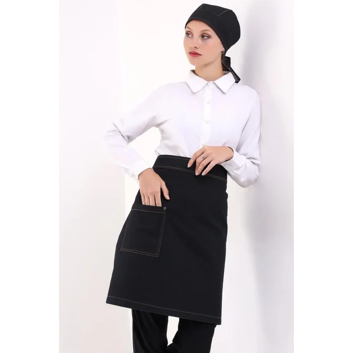 Bel Önlük Kot Tek Cepli - Siyah