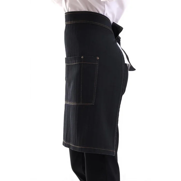 Bel Önlük Kot Çift Cepli - Siyah