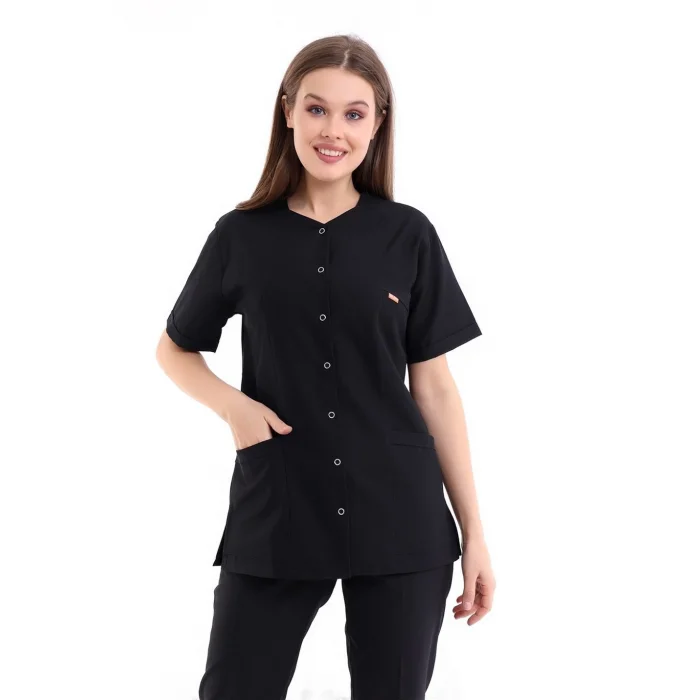 Beşgen Yaka Kadın Tek Üst - 48 Siyah