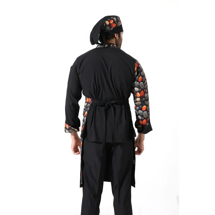 Askılı Önlük Desen Garnili Siyah Çakıl Taşı