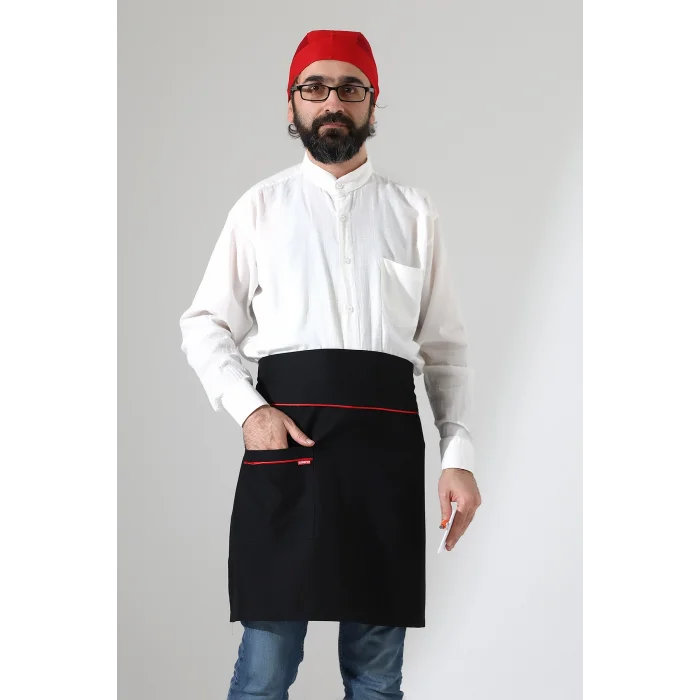 Bel Önlük - Siyah Kırmızı Biyeli