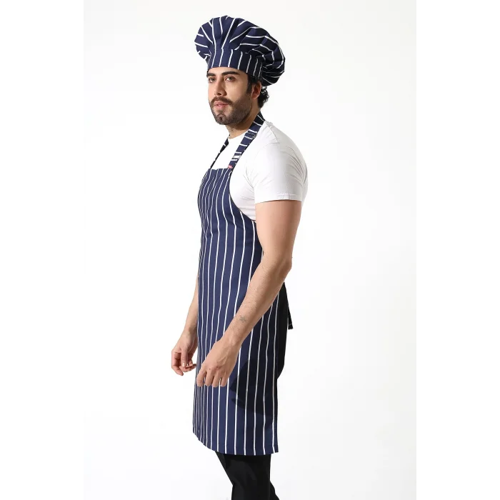 Desenli Askılı Önlük - 3101 Lacivert Beyaz