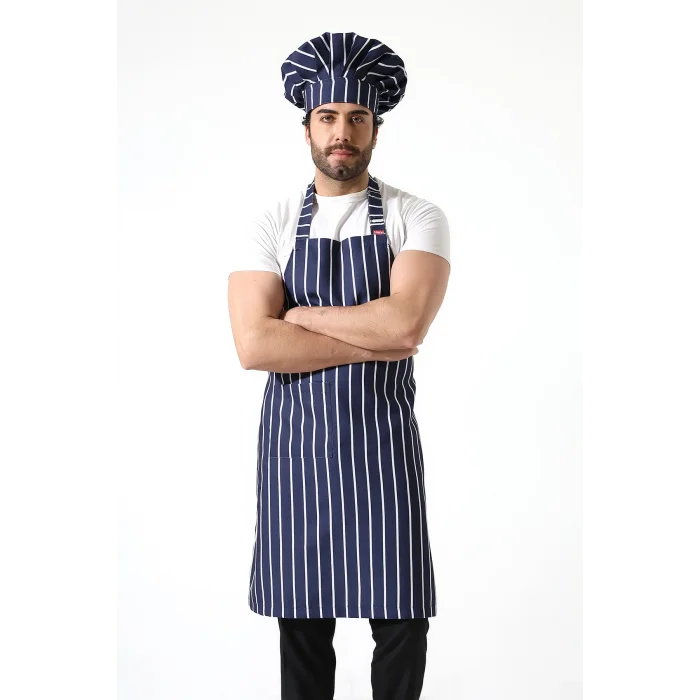 Desenli Askılı Önlük - 3101 Lacivert Beyaz