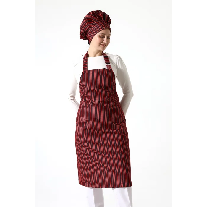 Desenli Askılı Önlük - 3005 Kırmızı Çizgi