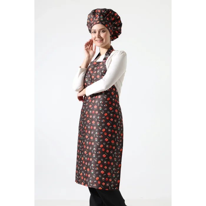 Desenli Askılı Önlük - 3105 Pasta Desenli