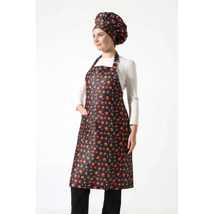 Desenli Askılı Önlük - 3105 Pasta Desenli