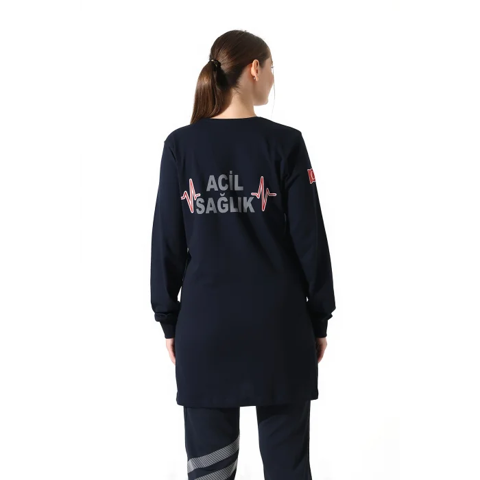 Acil Sağlık Yuvarlak Yaka Penye Tunik Baskılı - Lacivert