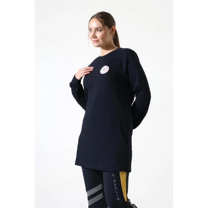 Acil Sağlık Yuvarlak Yaka Penye Tunik Baskılı - Lacivert