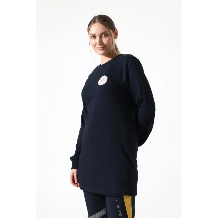 Acil Sağlık Yuvarlak Yaka Penye Tunik Baskılı - Lacivert