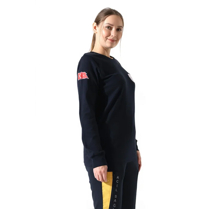 Acil Sağlık Yuvarlak Yaka Penye Uzun Kol Tshirt - Lacivert