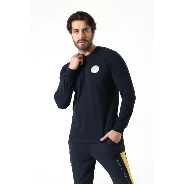 Acil Sağlık Yuvarlak Yaka Penye Uzun Kol Tshirt - Lacivert