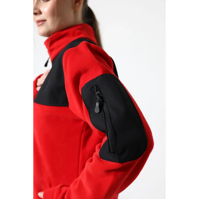 Soft Shell Robalı Unisex Polar Mont - Kırmızı Siyah