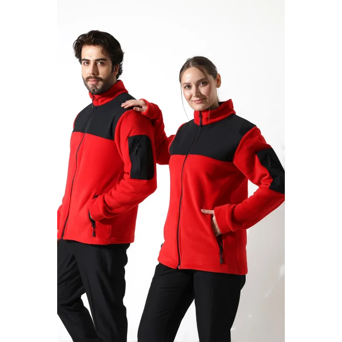 Soft Shell Robalı Unisex Polar Mont - Kırmızı Siyah