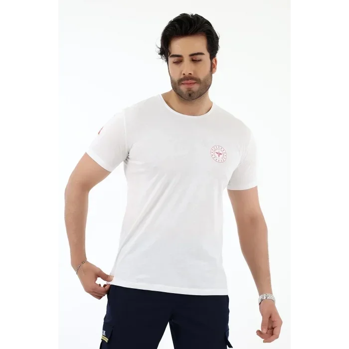 112 Acil Sağlık Yuvarlak Yaka Penye Kısa Kol Tshirt - Beyaz