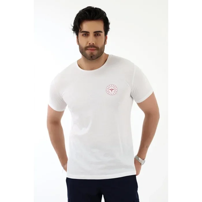 112 Acil Sağlık Yuvarlak Yaka Penye Kısa Kol Tshirt - Beyaz