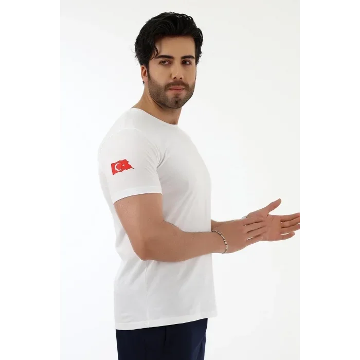 112 Acil Sağlık Yuvarlak Yaka Penye Kısa Kol Tshirt - Beyaz