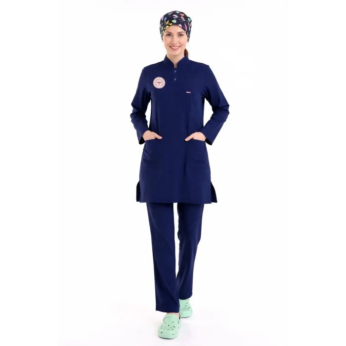 Soft Likralı Tesettür Forma Takım İki Çıtçıt - 6459 Kamu Lacivert