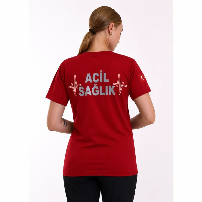 Acil Sağlık Dry Touch Unisex Kısa Kol Tshirt - Kırmızı