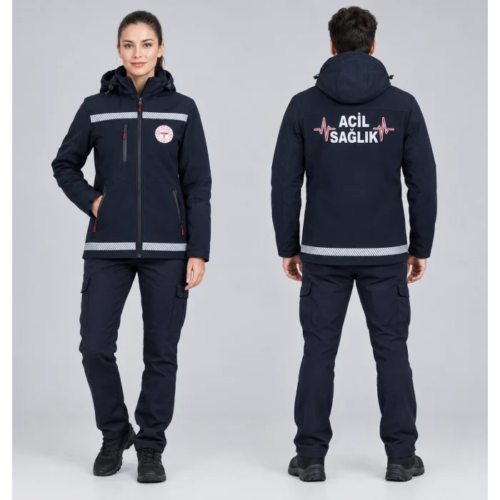 Acil Sağlık Soft Shell Mont Çıkarılabilen Kapüşonlu