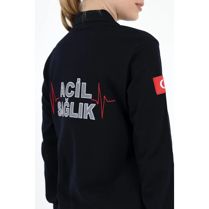 Acil Sağlık Yakalı Tshirt Tunik Nakışlı - Lacivert