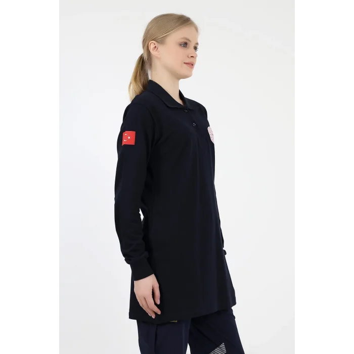 Acil Sağlık Yakalı Tshirt Tunik Nakışlı - Lacivert